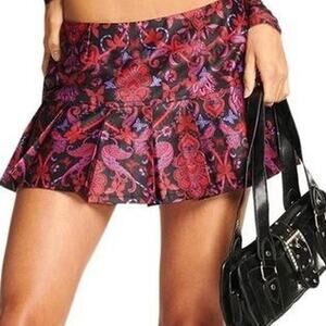 I.AM.GIA Womens XXS Afia‎ Pleated Paisley Micro Mini Skirt Y2k Pink Black